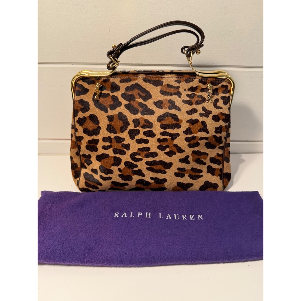 Roberta di Camerino Leopard Pony Hair Satchel Bag Made in Italy Vintage Gold - Picture 6 of 14